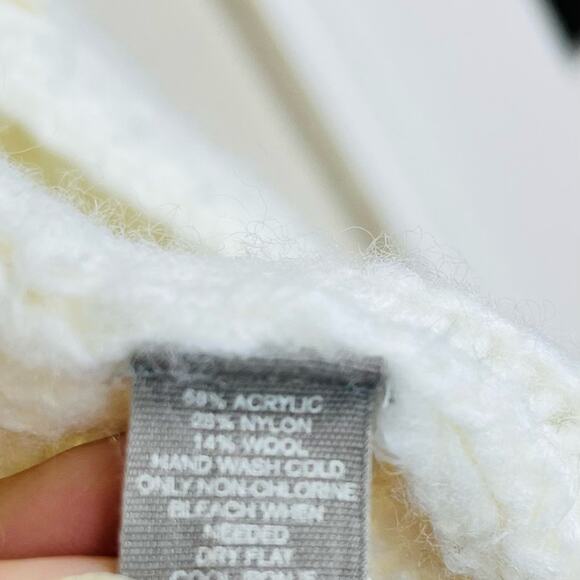 FOSSIL Ivory Knit Pocket Classic Cardigan Juniors MEDIUM Sweater Woolblend - Picture 7 of 7